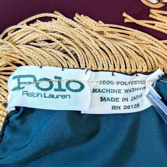 Vintage Polo Ralph Lauren Crest Tablecloth Scarf Tapestry Rare 80s Big Pony 45" - Picture 6 of 10